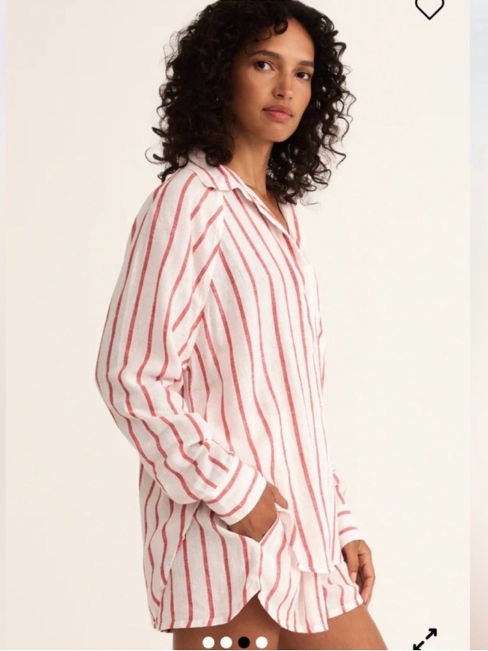 Zsupply Striped White and Red linen top - Medium